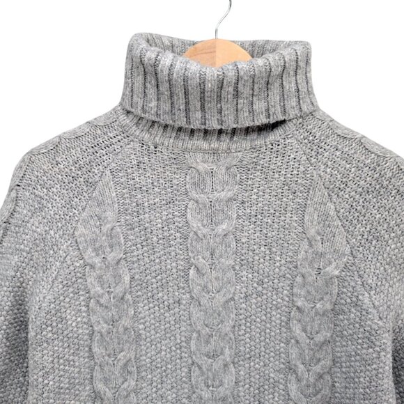 Kari Traa Cable Knit Sweater Womens Light Grey Wool Blend Turtleneck Size S - Picture 3 of 10